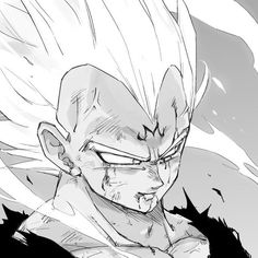 a drawing of gohan with his eyes closed and one hand on his chest, looking down