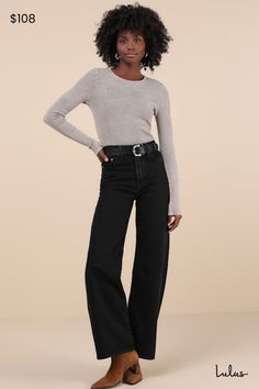 With a flattering high-rise and an ultra wide-leg design, the Levi's Ribcage Black Wide-Leg High-Waisted Denim Jeans are sure to be your favorite new jeans! Sturdy cotton denim (in Levi's Rosie Posie wash) shapes a high waist, belt loops, a five-pocket cut, and a hidden zip fly with a top button closure. Wide legs finish at full-length hems. Fit: This garment fits true to size. Length: Floor length. Size 28 Inseam: 32.00 Front Rise: 11.75 Waist: Fitted - very fitted at natural waist. Hip: Fitted Happy Hour Outfit, Levi's Ribcage, Casual Formal Dresses, Rosie Posie, Ultra Wide, Cotton Jeans, Casual Wedding Dress, Hot Iron, Weekend Outfit