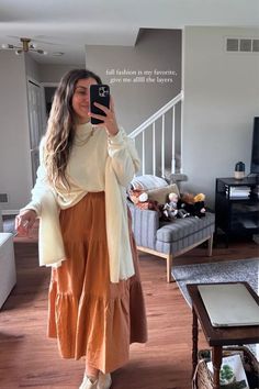 The coziest December outfit - one of my favorite skirts of all time! Love this scarf too! #LTKHoliday#LTKSeasonal#LTKstyletip Color Pallet Ideas, Autumn Color Pallet, Fall Feminine Outfits, Outfit Inspo Modest, Fall Modest Outfits, Church Outfit Winter, Church Outfit Fall, Modest Christian Clothing