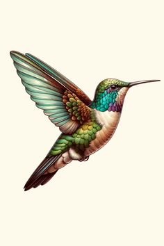 a colorful hummingbird flying through the air