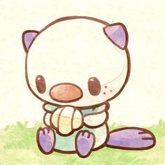 a drawing of a cartoon bear sitting on the ground