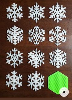 snow flakes / iron beads / hexagons on a table