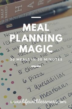 a notebook with the words meal planning magic written on it