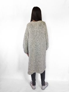 "Plus Size Sweater Coat, Long Knit Cardigan, Chunky Knit Cardigan Knit cardigan Plus size sweater Loose sweater Oversized Hand knitted sweater Grey cardigan Long sweater coat Wool sweater Womens sweaters Measurements: XS (US 0-2; UK 4-6; EU 32-34) shoulder width - 35 cm (13.7\") length - 85 cm ( 33.5\" ) sleeve length from shoulder - 56 cm ( 22\" ) bust - 82 cm ( 32.2\" ) hip - 88 cm ( 34.6\" ) S (US 4-6; UK 8-10; EU 34-36) shoulder width - 37 cm (14.5\") length - 85 cm ( 33.5\" ) sleeve length Boho Knit, Long Sweater Coat, Knit Coat, Plus Size Sweater, Wool Sweaters Womens, Long Knit Cardigan, Womens Sweaters, Sweater Oversize, Chunky Knit Cardigan