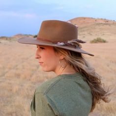 Stetson Coloma brown wool hat with 3 feathers Western Hat Rack