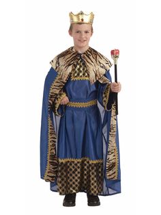 a young boy dressed up as a king