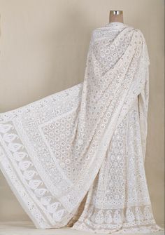 Gorgeous Chikankari and Mukaish 2 Taar Lehenga on Pure Georgette (certified by Silk Mark India). The lehenga is embroidered using 2 filament of embroidery thread and is a stunning Heirloom piece. Keep it pristine White or dye it, this lehenga is a shayari from Lucknow. Lehenga Wedding, Heirloom Wedding, Kurta Designs Women, Textile Arts, Wedding Lehenga, Kurta Designs, Saree Blouse Designs