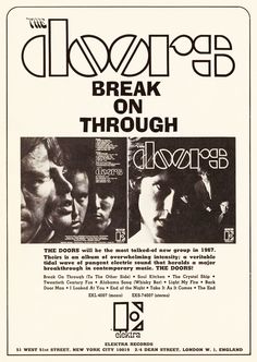 an advertisement for the doors band, break on through