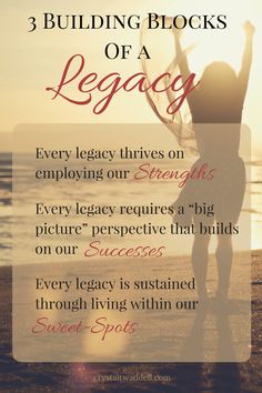 a woman standing on the beach with her arms in the air and text that reads 3 building blocks of a leggy