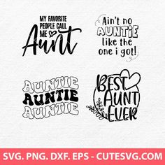 four different font styles for the svg dxf eps cut files, each with an