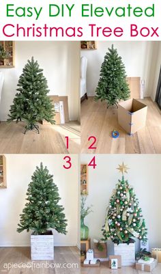 the instructions for how to make an easy diy elevated christmas tree box