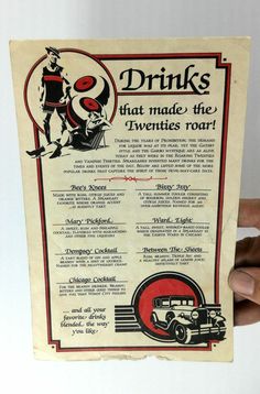 an old advertisement for drinks that made the twenties's roar, in front of a white background