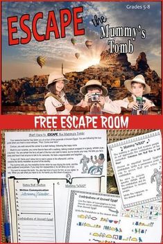 an escape poster with two people in hats