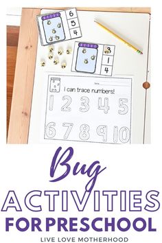 the bug activities for preschool with text overlay