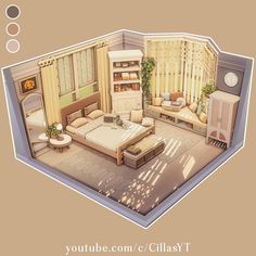 an image of a bedroom with furniture and decor in it's own home style