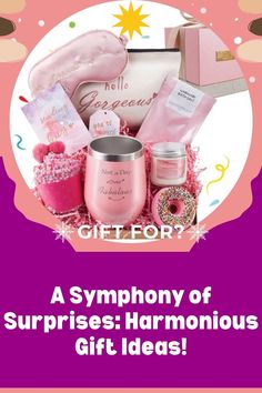 a pink gift box filled with items for someone's special occasion, and the words give