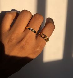 Gold rings 
Gold jewelry Golden Hour, Fall In Love, Statement Rings, Gold Rings, In Love