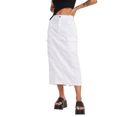 Lasaky - Tricolor Pencil Denim Midi Skirt for Casual Wear Streetwear Skirt, Long Skirt Summer, Denim Fashion Women, Long Denim Skirt, Work Skirts, Long Dress Casual, Jeans Casual, Cargo Skirt, Denim Midi Skirt