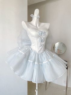 ♡ Baby Princess ♡ - Blue Dress Set Puffy Skirt, Boned Corsets, Baby Princess, Bow Back, Big Bow, Big Bows, Dress Set, British Indian, Lace Sleeves