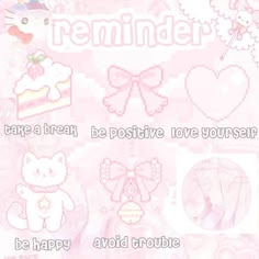 a pink wallpaper with hello kitty and other items