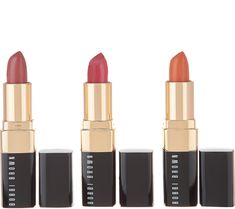 Leave lips looking polished with creamy, comfortable, full-coverage color in a semi-matte finish with this trio of the iconic Bobbi Brown Lip Colors.\n\nHow do I use it: Apply directly from the tube onto bare lips. Use Lip Brush (not included) for more precise application, or blot with a tissue for a soft, diffused look.\n\nFrom Bobbi Brown.\n\nIncludes: Nails Brown Design, Bobbi Brown Lip, The Vintage Cosmetic Company, Beauty Blender Sponge, Nails Brown, Bare Lip, Matte Makeup, Brown Design, Nude Eyeshadow