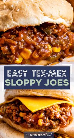 easy tex - mex sloppy joes recipe is the perfect way to use up those leftovers