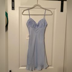 Flowy Pastel Blue Mini Dress. Brand Is Angel Biba. Brand New, Never Worn! Selling Because It Was A Little Too Short For Me (5’11”) But Super Cute! French Blue Dress, Angelic Dress, Pastel Blue Dress, Light Blue Mini Dress, Angel Outfit, Light Blue Dresses, Dress Aesthetic, Blue Mini Dress, School Shopping