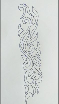 a drawing of a long feather on a sheet of paper with lines drawn across it