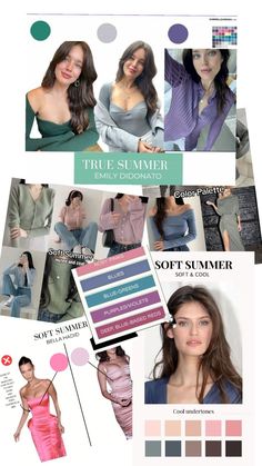 True Summer Outfits Inspiration, Soft Summer Color Analysis, Deep Summer, Cool Summer Celebrities, True Summer Color Palette Outfits, Cool Summer, Soft Summer Fashion, Casual Edgy