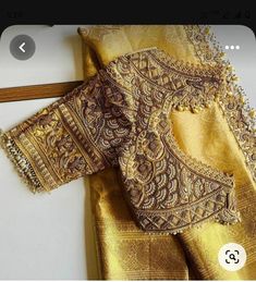 Embroidery On Bags, Golden Blouse Designs, Embroidery For Kids, Gold Blouse Designs, Zardosi Work Blouse, Maggam Blouse, Latest Bridal Blouse Designs, Maggam Work Blouse, Zardosi Work