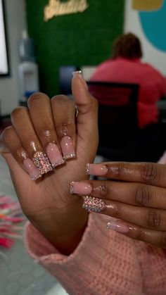 Prod. Dior • Temptation Overlay Nails, Pink Ombre Nails, Drip Nails, Short Square Acrylic Nails, Exotic Nails, Long Square Acrylic Nails, Gem Nails, Short Acrylic Nails Designs, Diamond Nails