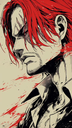 Red haired shanks two toned wallpaper closeup Anime Drawing Books, Cool Anime Backgrounds, Anime Wallpaper Phone