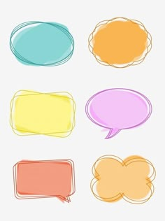 four different colored speech bubbles are shown in this image, one is empty and the other has