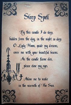 Sleep Spell | Lots of spells for a spell book Hocus Pocus Quotes, White Magic Love Spells, Sleep Spell, Dream Spell, Halloween Spell Book, Candle Magic Spells, Witch Quotes