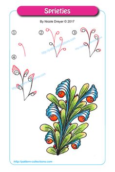 a card with an image of a blue and green plant on it, which is drawn in