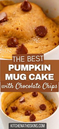 Learn how to make the best pumpkin mug cake in microwave that is easy, eggless and is an ideal fall dessert. This easy pumpkin dessert is made using canned pumpkin puree, chocolate chips and is perfect for fall served with ice cream. Get the microwave pumpkin chocolate chip mug cake at kitchenathoskins.com. Microwave Pumpkin, Pumpkin Mug Cake Recipe, Cake In Microwave, Pumpkin Mug Cake, Cake With Chocolate Chips, Canned Pumpkin Recipes, Dessert In A Mug, Chocolate Chip Mug Cake