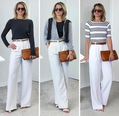 White Trousers Outfit, Modest Casual Outfits, Elegant Outfit Classy