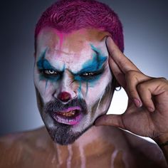 Mens Halloween Makeup, Dark Costumes, Zombie Makeup, Halloween Men, Male Makeup, Face Painting Halloween, Sfx Makeup, Clown Makeup