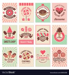 vintage candy shop logos and emblems