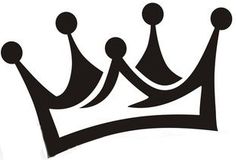 a black and white image of a crown with three smaller crowns on it's sides