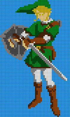 the legend of zelda is depicted in this pixellated pattern, which includes an image of link