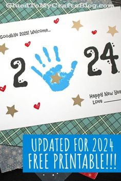 a handprinted card with the number twenty two for new baby's birth