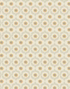 an image of a wallpaper pattern with flowers on the back and yellow, gray and white colors