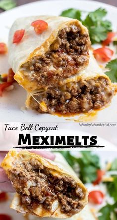 taco bellitos with meat and cheese on them