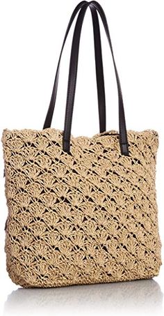 a straw bag with black handles