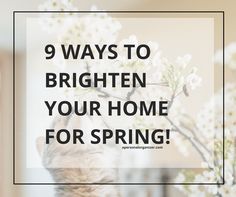 a cat sitting on top of a table next to a vase filled with flowers and the words 9 ways to brighten your home for spring