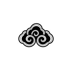 a black and white cloud with swirls in the middle, on a white background