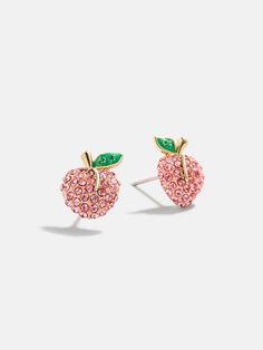 Sweeten up your ear stack with the Peachy Keen Earrings — the cutest peach earrings that add cheeky personality to any look. Decorated with glass stones, these delicate studs look great, while also making for the juiciest conversation starters. Peach Earrings, Peachy Keen, Ear Stack, Conversation Starters, Wonderful Things, Stud Earrings, Stone, Free Shipping, Glass