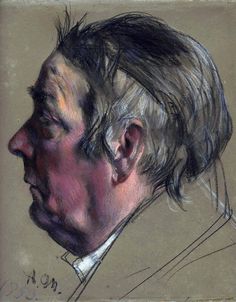 a drawing of a man's head in profile