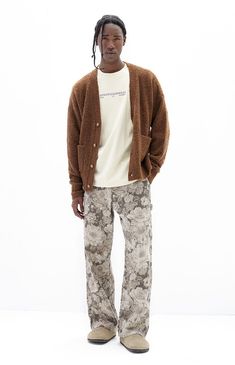 PacSun Brown Floral Baggy Carpenter Jeans | PacSun Tall Men Fashion, Baggy Carpenter Jeans, Black Men Fashion Urban, Pacsun Mens, Black Men Street Fashion, Concept Clothing, Fall Outfits Men, Mens Outfit Inspiration, Mens Fashion Fall